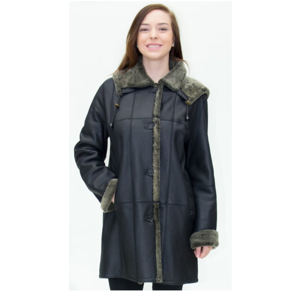 CLEARANCE Black Lamb Fur Shearling Parka